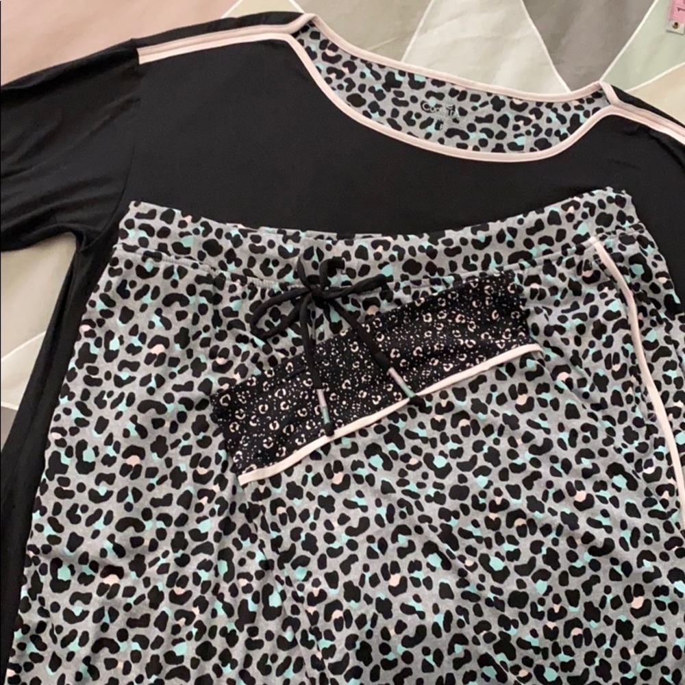 Cuddl Duds NBW pink & teal leopard pjs - PL